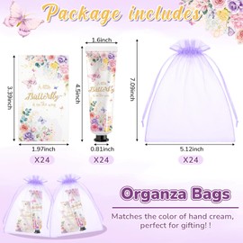 Swiffen 24 Sets Baby Shower Hand Cream Bulk Shower Butterfly Favors Bridal Thank You Appreciation Hand Cream for Guests Travel Size Lotion with Organza Bags