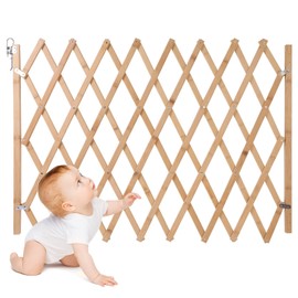 Expandable Accordion Dog Gate, Wooden Accordian Expansion Dog Gate for Doorway Stairs, Retractable Gate Safety Protection for Small Medium Pet Dog, 8" to 42" W, 28.7" H (Upgraded Accordion Dog Gate)