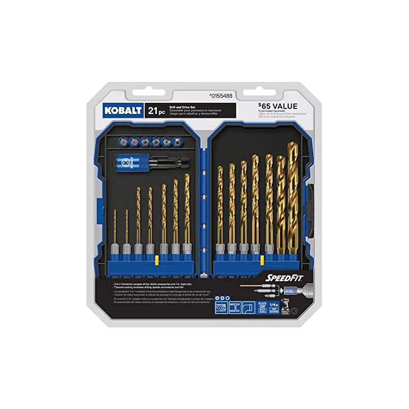 Kobalt 21-Piece Titanium Metal Twist Drill Bit Set