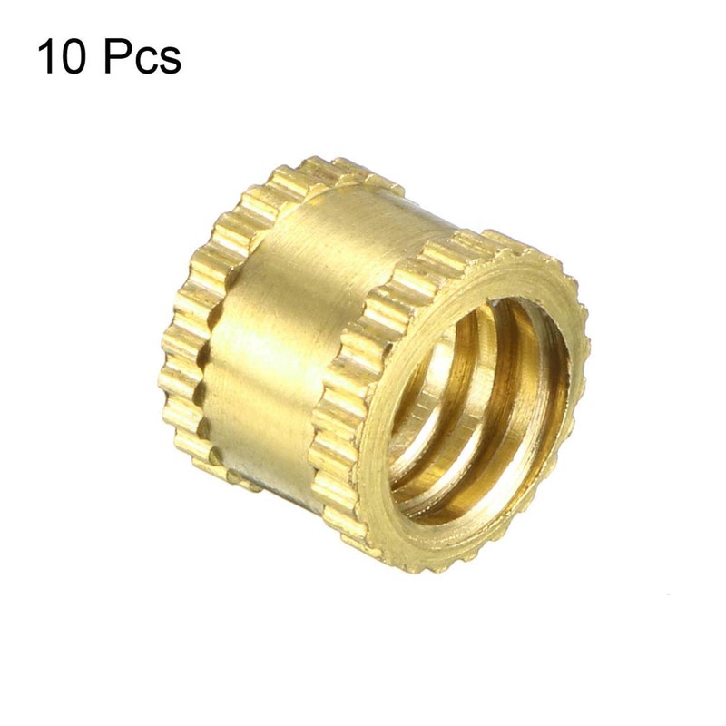 MACHSWON Knurled Insert Nuts-10Pcs 1/4-20x6mmx8mm Female Thread Brass Threaded Insert