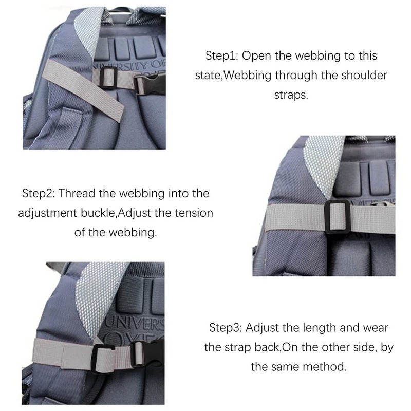 Adjustable Chest Strap for Backpack and School Bag, 2 Pieces