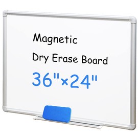 DEVELOP Magnetic White Board Dry Erase, 24 x 36 Inch, Dry Erase Board Aluminum Frame for Wall, Hanging Whiteboard with Detachable Marker Tray for Planning, Kitchen, Memo, School, Home, Office