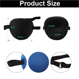 Pack of 6 Eye Patches, Adjustable Eye Patches with Buckle, Visually Corrected Eye Covers, Pirate Eye Patches for Adults and Children, Eye Patch, Single Eye Mask in 6 Colours (Black)