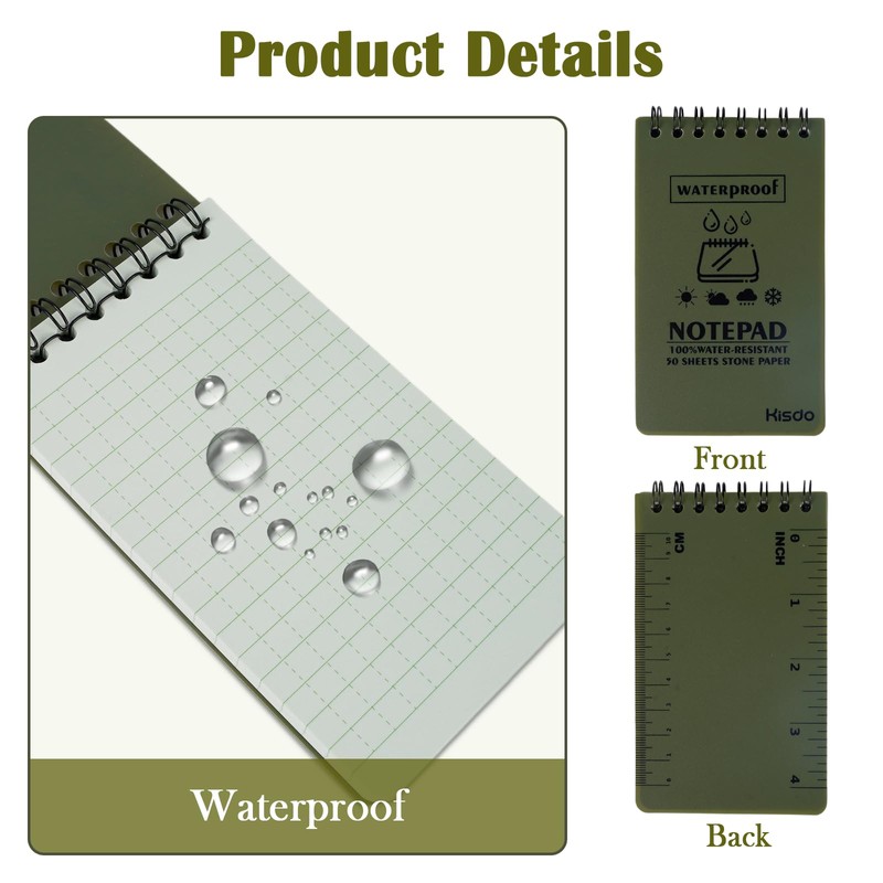 Chanumetal 6 Pcs Waterproof Notebook, 3 X 5 Inch Write
