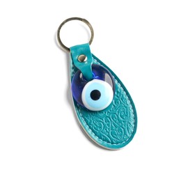 Hanali Leather Evil Eye Keychain, Elegant Evil Eye Charm, Premium Leather Good Luck Keychain, Protective Amulet for Positive Energy (Turquoise Oval)