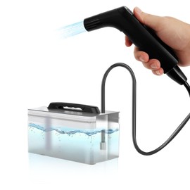 Portable Electric Bidet Sprayer for Travel, Camping, Condo Renters - Soft Pressure Dual Speed Options - Perfect for Personal Hygiene -Tissue Paper Alternative with 2.3Liters Water Storage (Black)