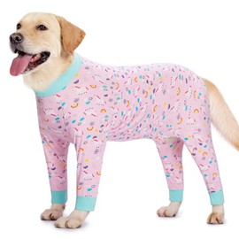 Oslueidy Large Dog Clothes Elastic Pet Onesie Protects Joints Anti-Hair Anti-Licking Wound Protection Pet Pajamas (Pink, 5XL)