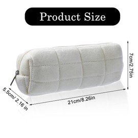 Small Plush Pencil Pouch Travel Makeup Pouch Heavy Duty Aesthetic Pen Case Cute Cosmetic Bag Organizer Trendy Office Stationery Storage Bags Mini Zipper Toiletry Pouches for Women Men Adult