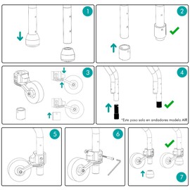 Kit di due ruote posteriori adattabili ai deambulatori per adulti | Kit a due ruote e fissaggio a gamba | Facile installazione