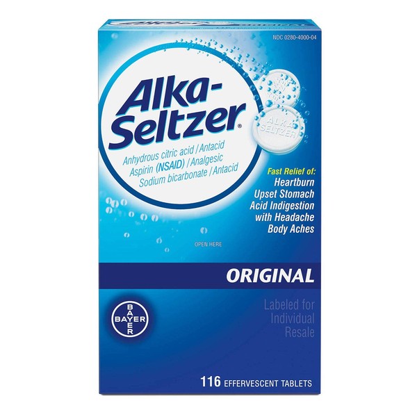 Alka-Seltzer AlkaSeltzer Original Effervescent Antacid Tablets 116ct (2 Pack)