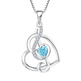 STARCHENIE Music Note Necklace for Women 925 Sterling Silver Treble Clef Heart Pendant, March Birthstone Created Aquamarine Jewelry Gift for Music Lovers