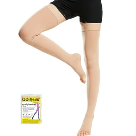 Beister 1 par de medias médicas de alta compresión con puntera abierta y banda de silicona para mujeres y hombres, soporte graduado firme de 20 a 30 mmHg para venas varicosas, edema, vuelo