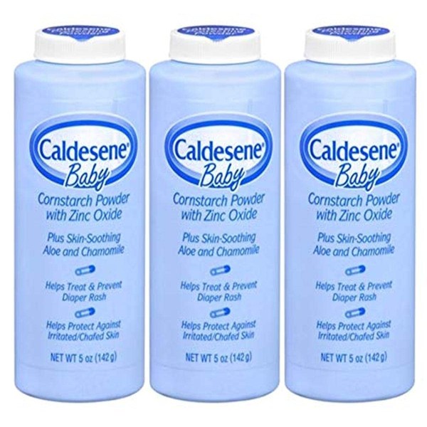 Caldesene Baby Cornstarch Powder with Zinc Oxide 5 oz (Pack of 3)