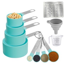 TENXUI - Tazas Medidoras de Cocina Set de 11 Piezas con Diseño Apilable (Verde)