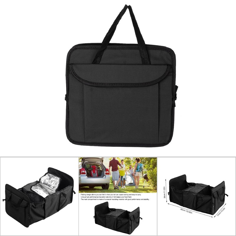 Multifunction Folding Car Insulated Cooler Storage Bag Organizer Container BoxBlack