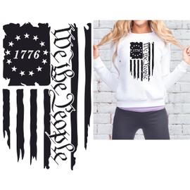 SEC Apparel We The People Flag Iron On Patches Decals Transfers Applique Letters for t Shirts Fabric Clothing | American (Flag 4)