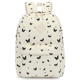 Yusudan Corduroy Girls Backpack - Kids Elementary School Backpacks - Middle School Bookbags - Women Travel Daypacks (Beige Corduroy Butterfly)