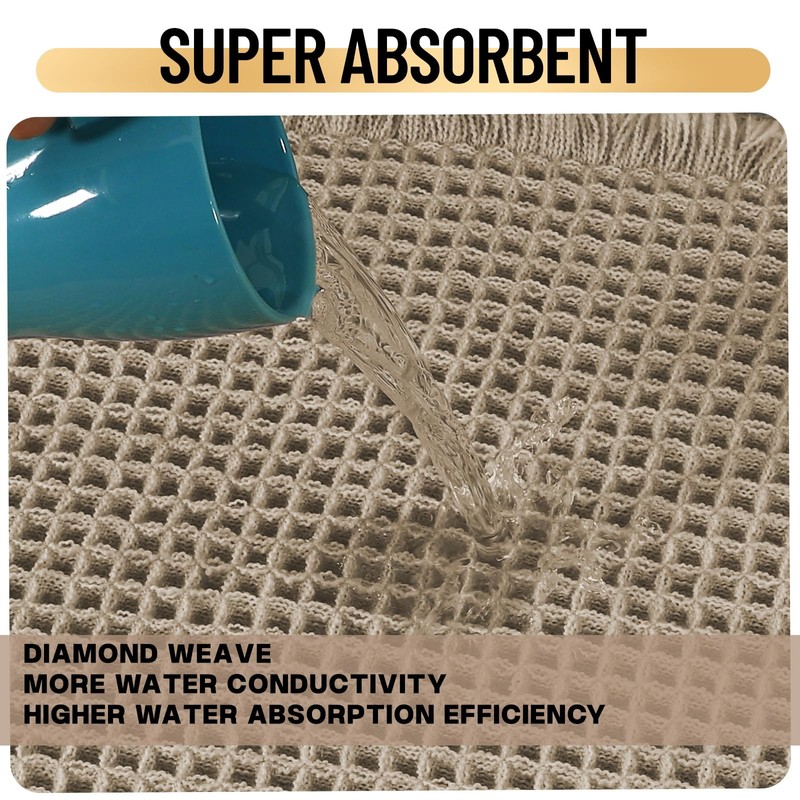 LINGKY Waffle Bath Mat, Non-Slip Bathroom Rug with Non-Slip Backing,