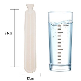 Long Hot Water Bottle with Cover,2L Hot Water Bottle with Removeable & Washable Soft Plush Cover Warm in Winter,Natural Rubber Bottle for Neck,Waist,Back,Legs,Shoulder,74 x 13cm (Light Grey)