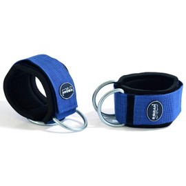 EMRAH Ankle Straps for Cable Machines D-Ring Padded Ankle Cuffs for Gym, Kickback Exercise, Leg and Glutes Training Workout Cable Pulley Equipment for Men and Women, Detachable (Blue, Pair)