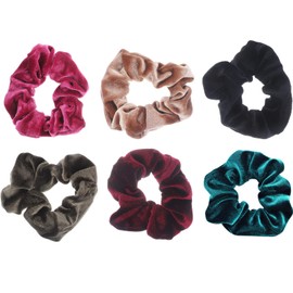 FRCOLOR 6PCs Velvet Hair Tie Scrunchies for Women Girls Soft Elastic Hair Bands for Ponytail Bun Holders