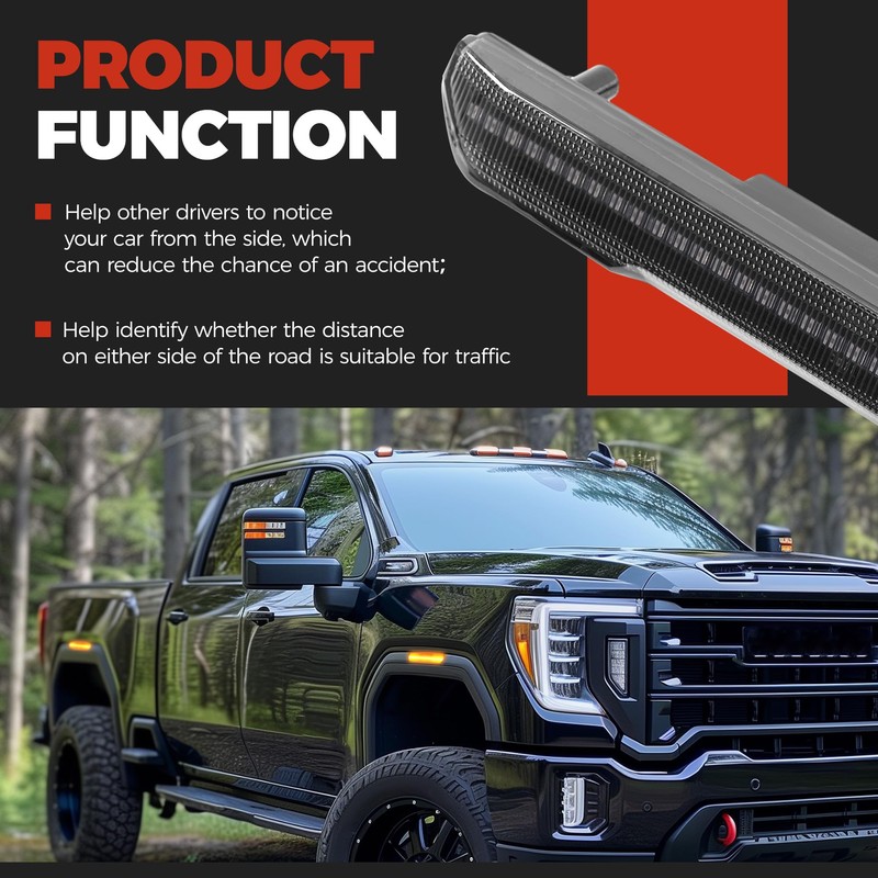 HECASA 4Pcs LED Side Marker Lights Compatible with 2020-2024 GMC