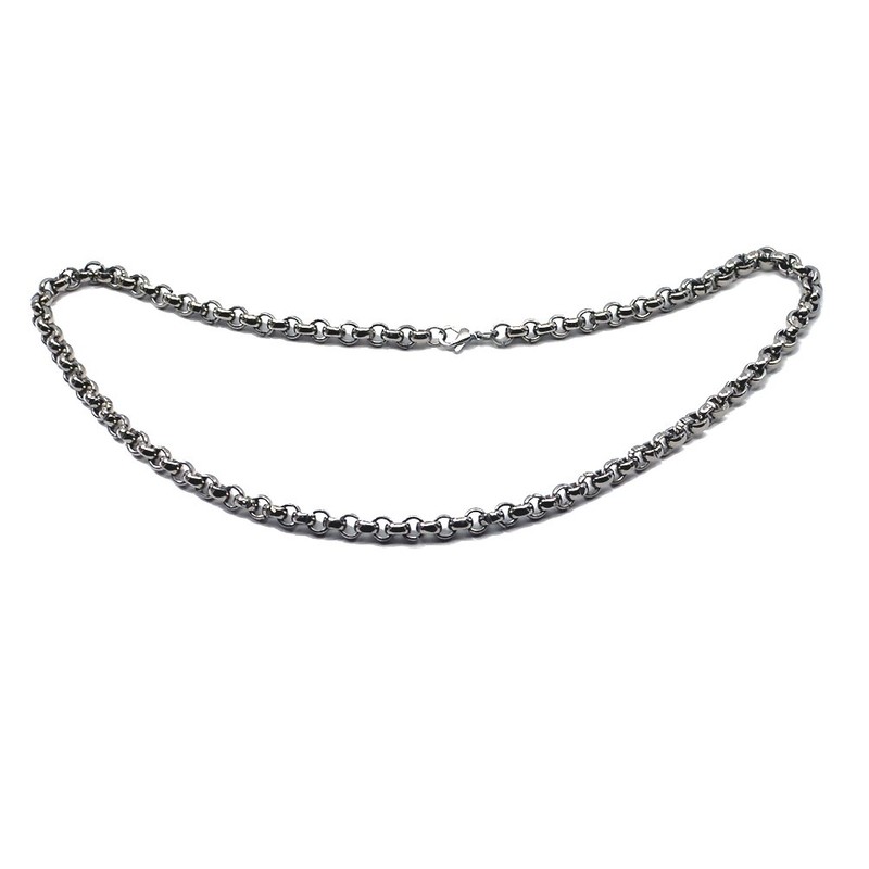 Accents Kingdom 6mm Titanium Men's Rolo Chain Necklace 24"