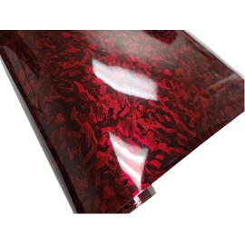 Gloss Matte Infused Forged Carbon Fiber CF Black Red Vinyl Car Vehicle Wrap Air Release Bubble Free Roll (Gloss Red, 3FT x 5FT)