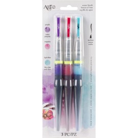 Momenta Art-C Pre-Filled Waterbrushes 3/Pkg-Purple, Magenta, & Light 29395 NEW