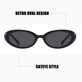 VOLZIOTUS Retro Oval Sunglasses for Women and Men Tiny Small Oval Glasses Fashion Cat Eye Shades