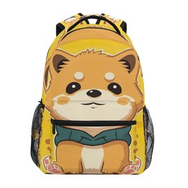 Kigai Cute Corgi Student Backpack With Name Tag Casual Daypacks Outdoor Sports Rucksack School Shoulder Bag for Boys Girls-11.4x6.9x16in