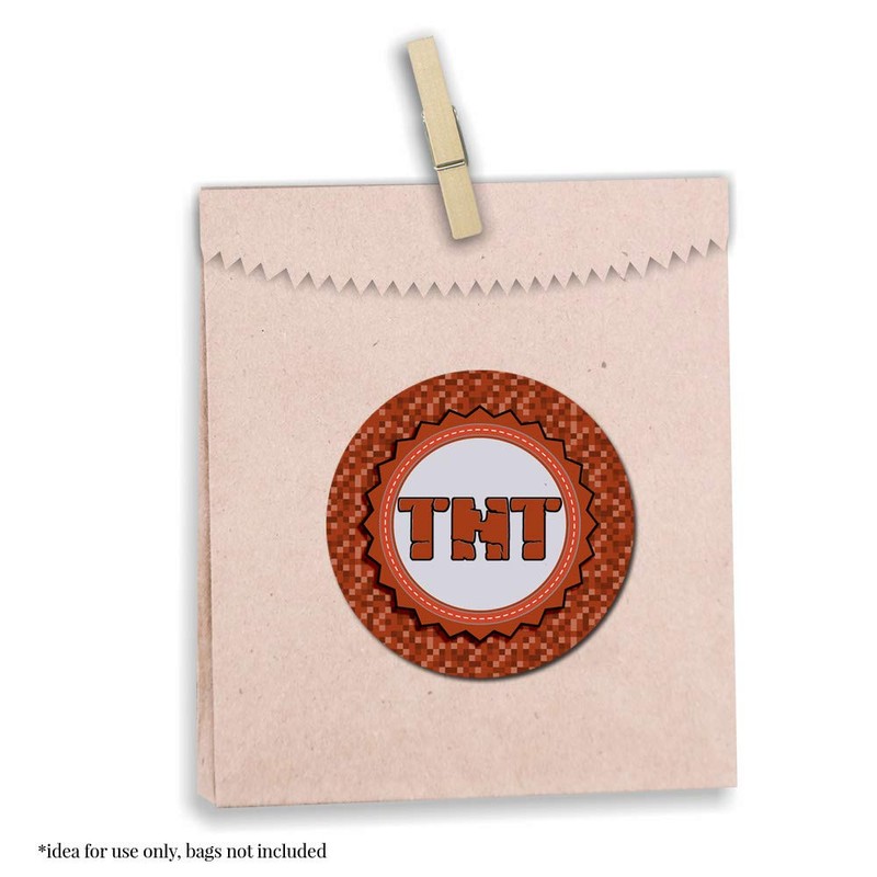 Pixel Miner TNT Themed Thank You Sticker Labels for Kids,