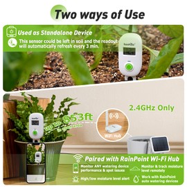 RAINPOINT Smart Digital Wireless Plant Moisture Meter Houseplants Indoor WiFi Hub Kit with Low/High Moisture Alert,Real-time Monitor Hygrometer Sensor Outdoor Gardening Push Notification&Email