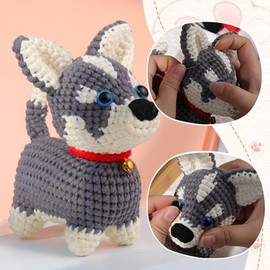 Crochet Kit for Beginners, Crochet DIY Kit for Adults,Birthday DIY Craft Gift with Crochet Yarns, Hook,Dog Beginner Crochet Kit with Step-by-Step Video Tutorials Easy Yarn, for Adults DIY Supplies