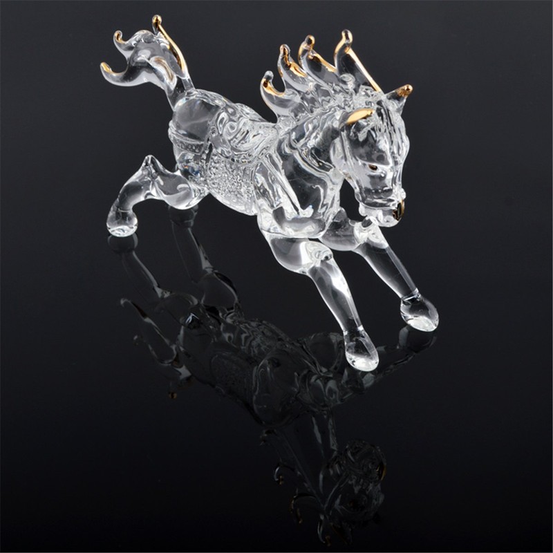 One Feng Shui Crystal Glass Success Horse Sculpture Zodiac Horse