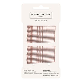 BasicSense 30 Pcs small traditional wavy metal bobby pins 5mm length (Rose Gold)