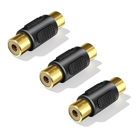 EZYUMM 3-Pack Gold Plated RCA Female to Female Coupler, Audio Video Connector for Phono, Speaker, RCA Cables & Amplifiers