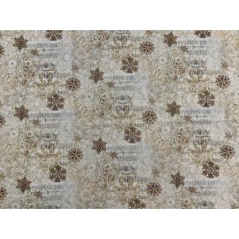 Christmas Music & Snowflakes in Cream & Gold Color *Fat Quarter* Cotton Fabric