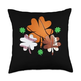 St Patricks day Shamrock Basketball Baseball Irish boys men Throw Pillow