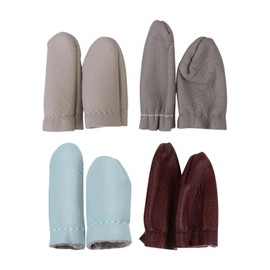 Ansodo 4 Pairs PU Leather Sewing Thimble, Thimbles for Hand Sewing Protector, Skin-Friendly and Comfortable, Wear-Resistant and Durable,Suitable for DIY Craft Sewing (Color: Random)
