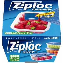 Ziploc Containers, Rectangular, 16.9 fl oz (480 ml), Pack of 2