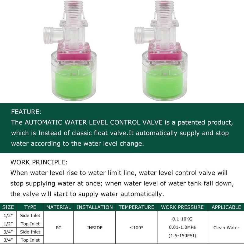 Water Float Valve with Water Level Control for Traditional Water