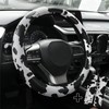 AUTOXBERT 3Pcs Cow Print Steering Wheel Cover Set 15Inch Wheel