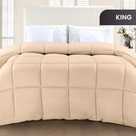 Utopia Bedding Utopia Bedding Comforter Duvet Insert, Quilted Comforter with Corner Tabs, Box Stitched Down Alternative Comforters King Size (Beige)