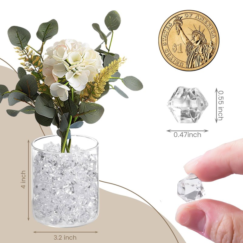 150PCS Dazzling Clear Ice Rocks,Fake Crushed Ice Rocks,Fake Gold,Plastic Gems