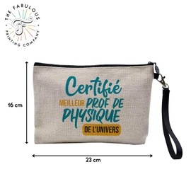 Linen Bag - Certified Best Colleague Family Mum Party Celebration Idea - Linen Look Cosmetic Bag - Toiletry Bag - Purse, Physics - H, Cosmetic bag