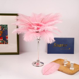Soarer Pink Small Ostrich Feathers - 30pcs 8-10 inches for Handmade Crafts, Commonly Used in Dream Catcher DIYs(Light Pink)