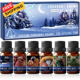 BlissfulBlend Winter Essential Oils Gifts Set 6 Pack Oil of for