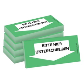 PRICARO Pack of 5 Sticky Notes "Bitte hier Sigschreiben" Bottom Green 100 Sheets