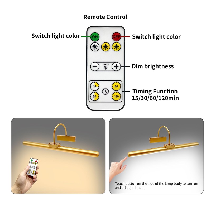 lsvgoe 23" Wireless Picture Lights, Rechargeable Battery Art Display Light
